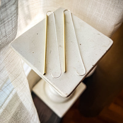 Sterling Silver & Brass Linear Drop Earrings