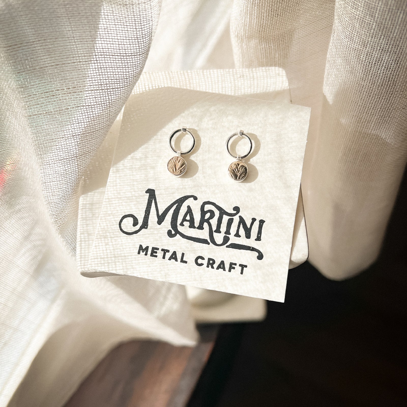 Sterling Silver & Brass Wheat Patterned Stud Earrings
