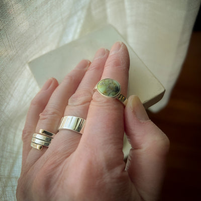 Sterling Silver Palomino Turquoise Ring - Size 9