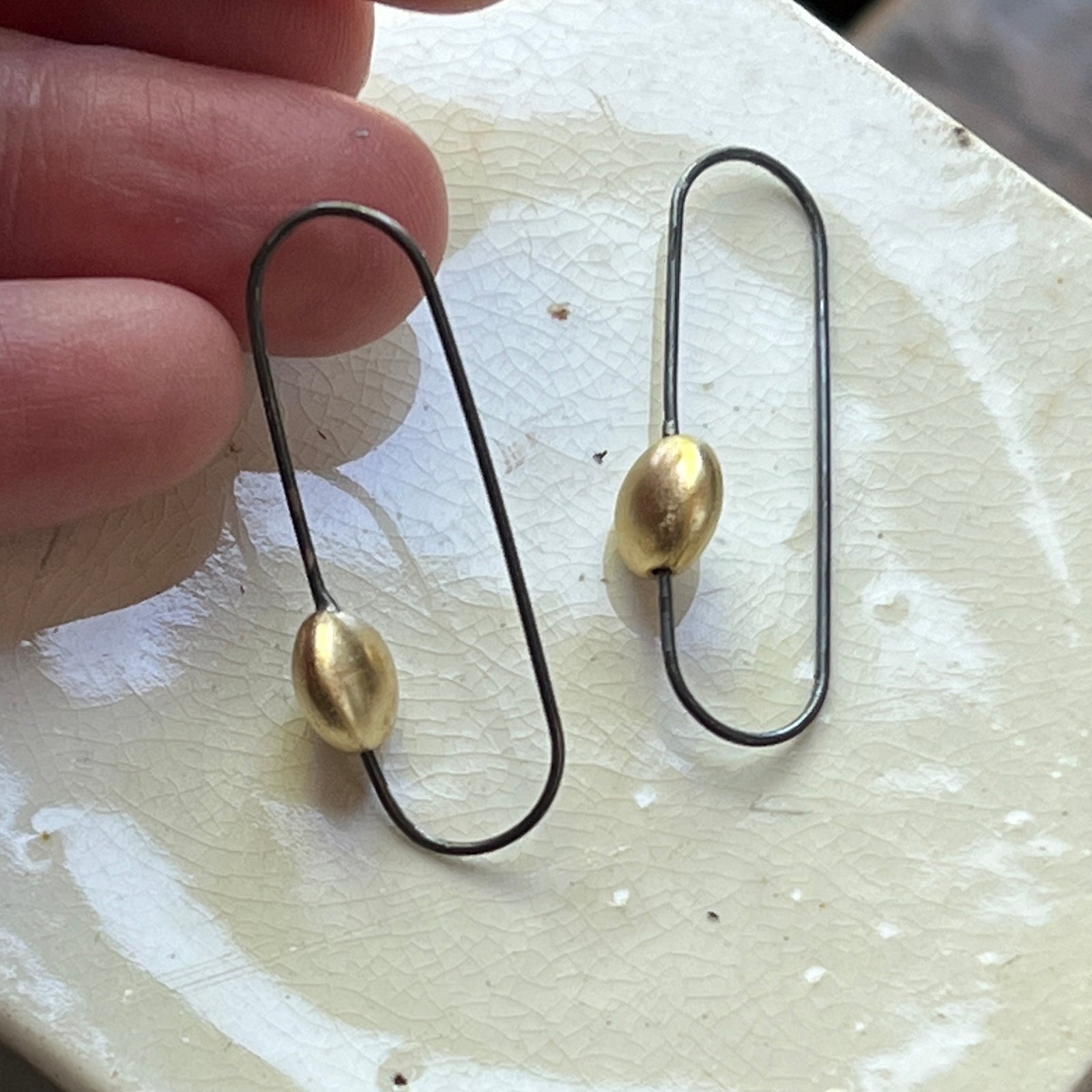 Infinita Drop Earrings - Matte Brass Oxidized